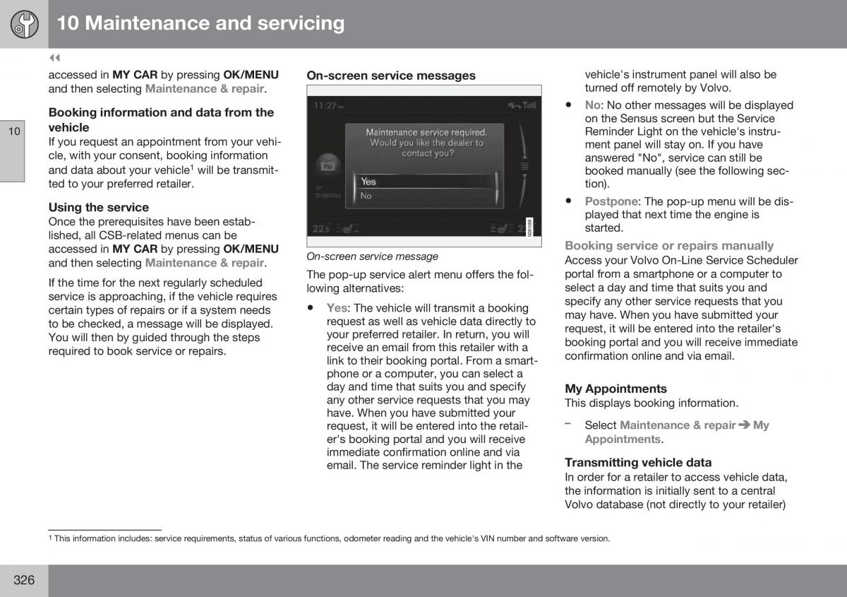 Volvo XC70 Cross Country II 2 owners manual / page 328