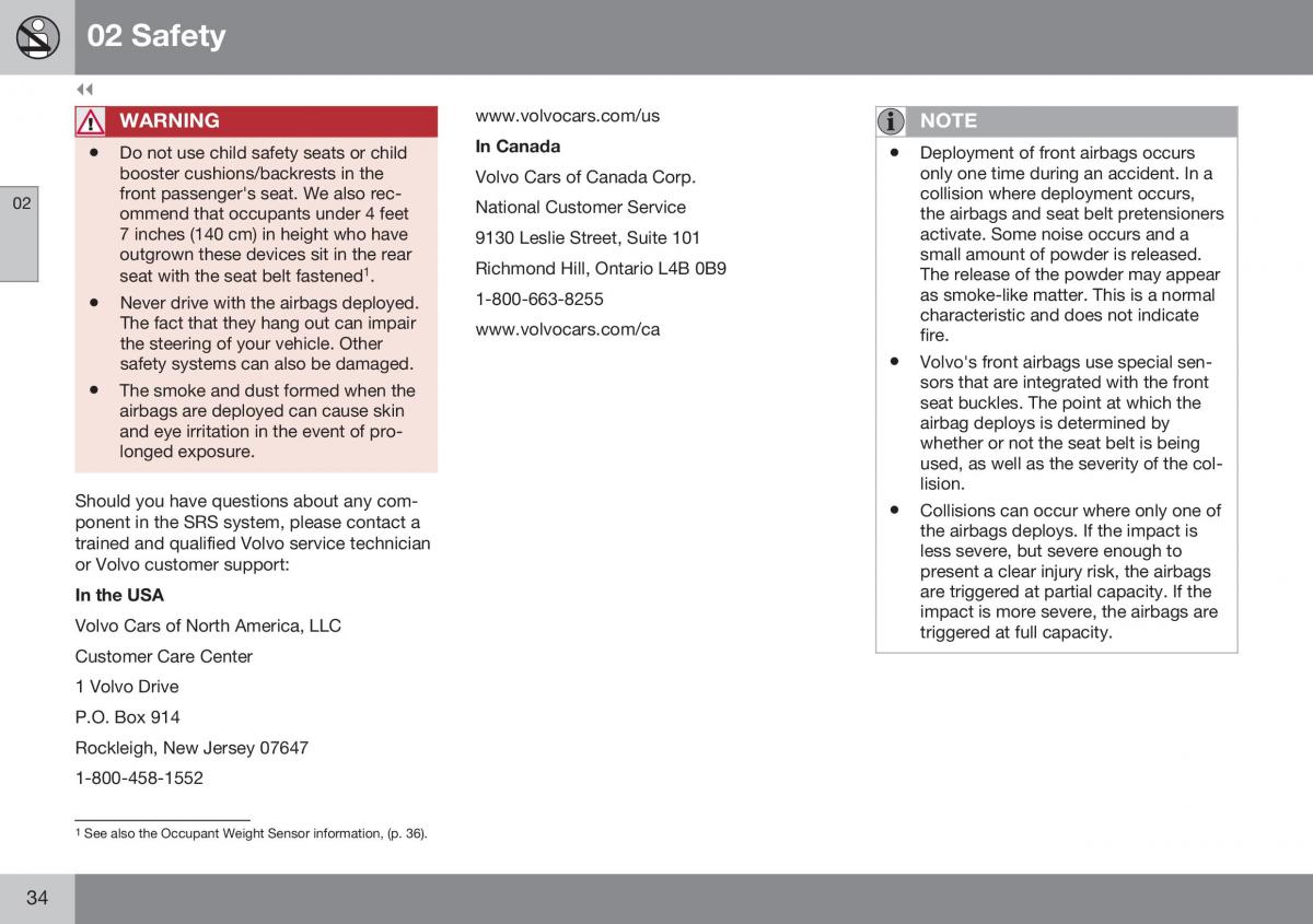 Volvo XC70 Cross Country II 2 owners manual / page 36