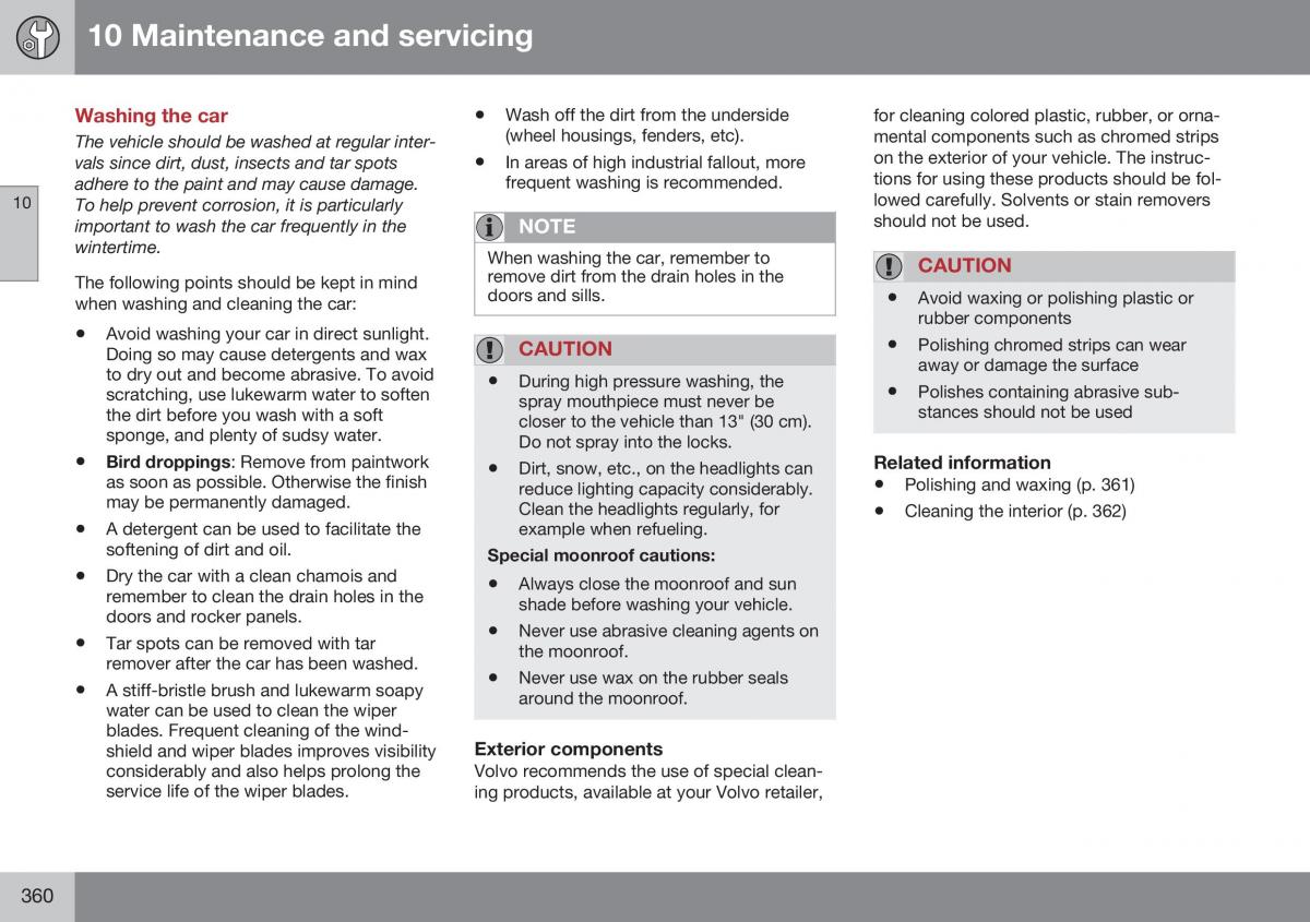 Volvo XC70 Cross Country II 2 owners manual / page 362