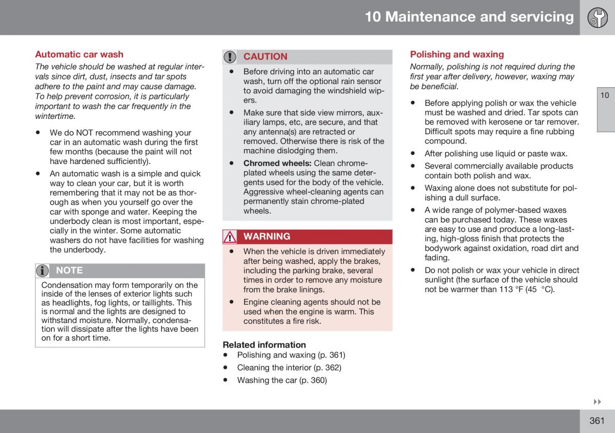 Volvo XC70 Cross Country II 2 owners manual / page 363