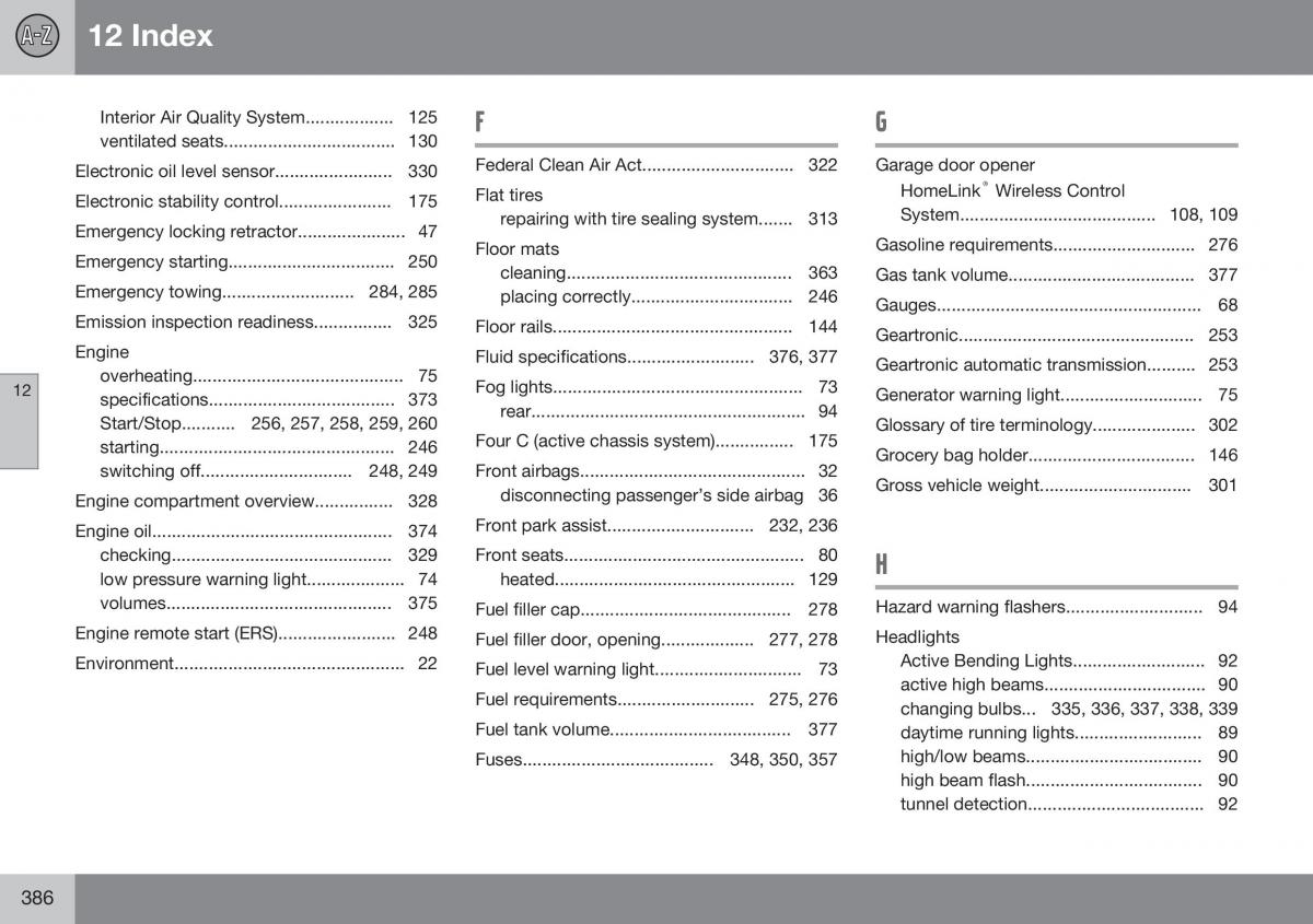 Volvo XC70 Cross Country II 2 owners manual / page 388