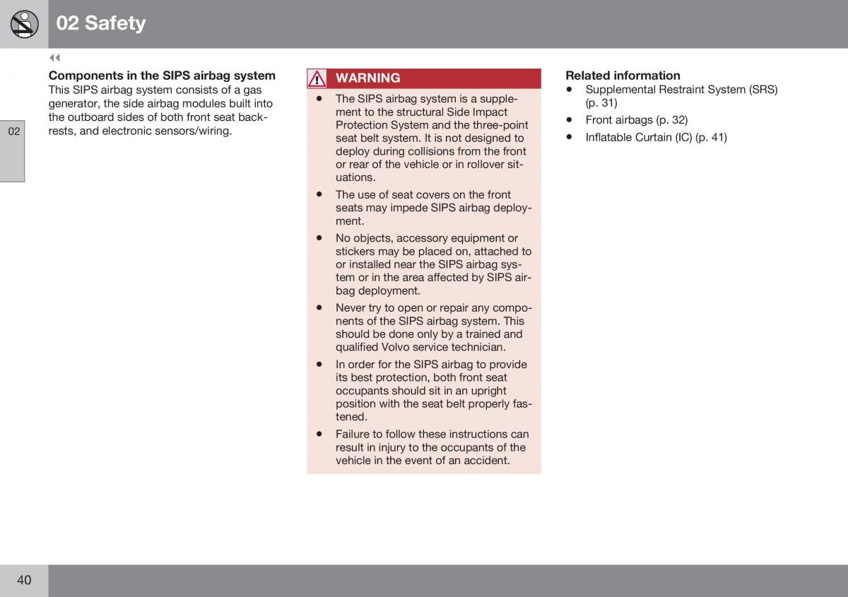 Volvo XC70 Cross Country II 2 owners manual / page 42