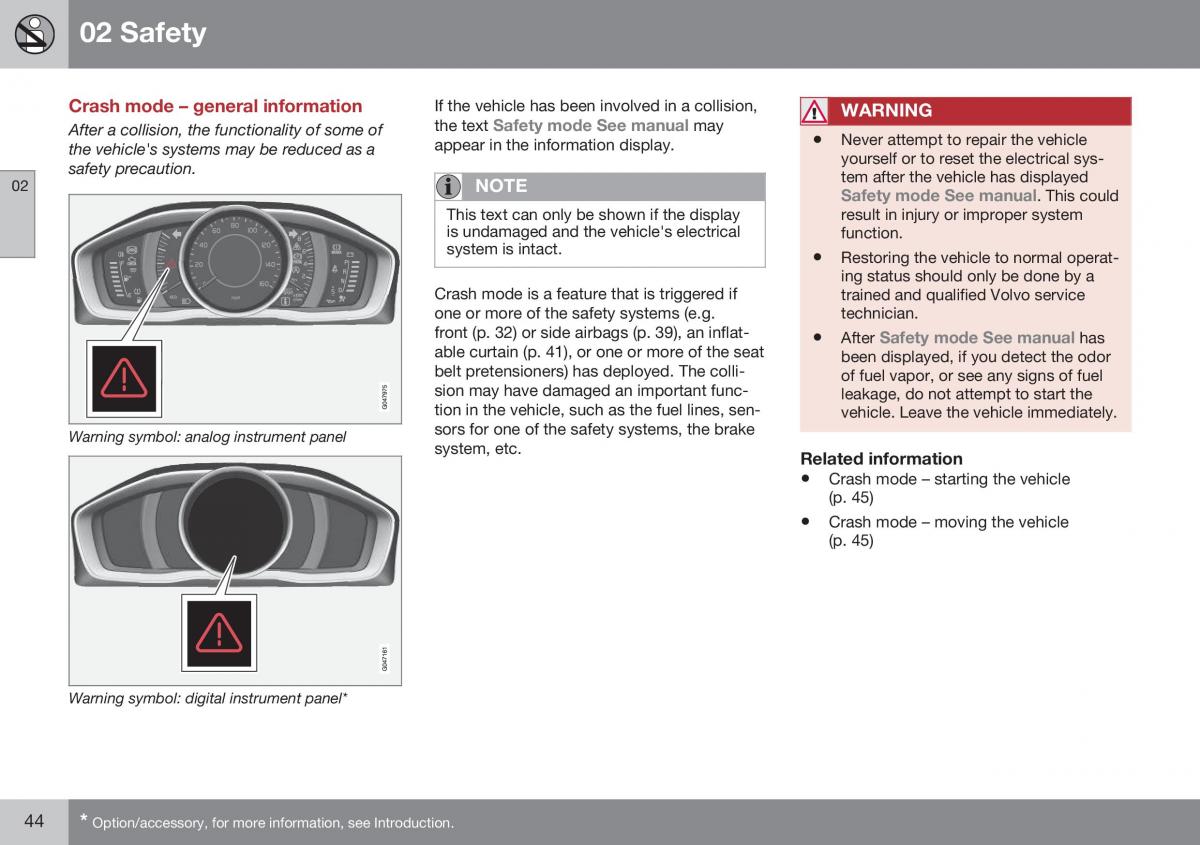 Volvo XC70 Cross Country II 2 owners manual / page 46