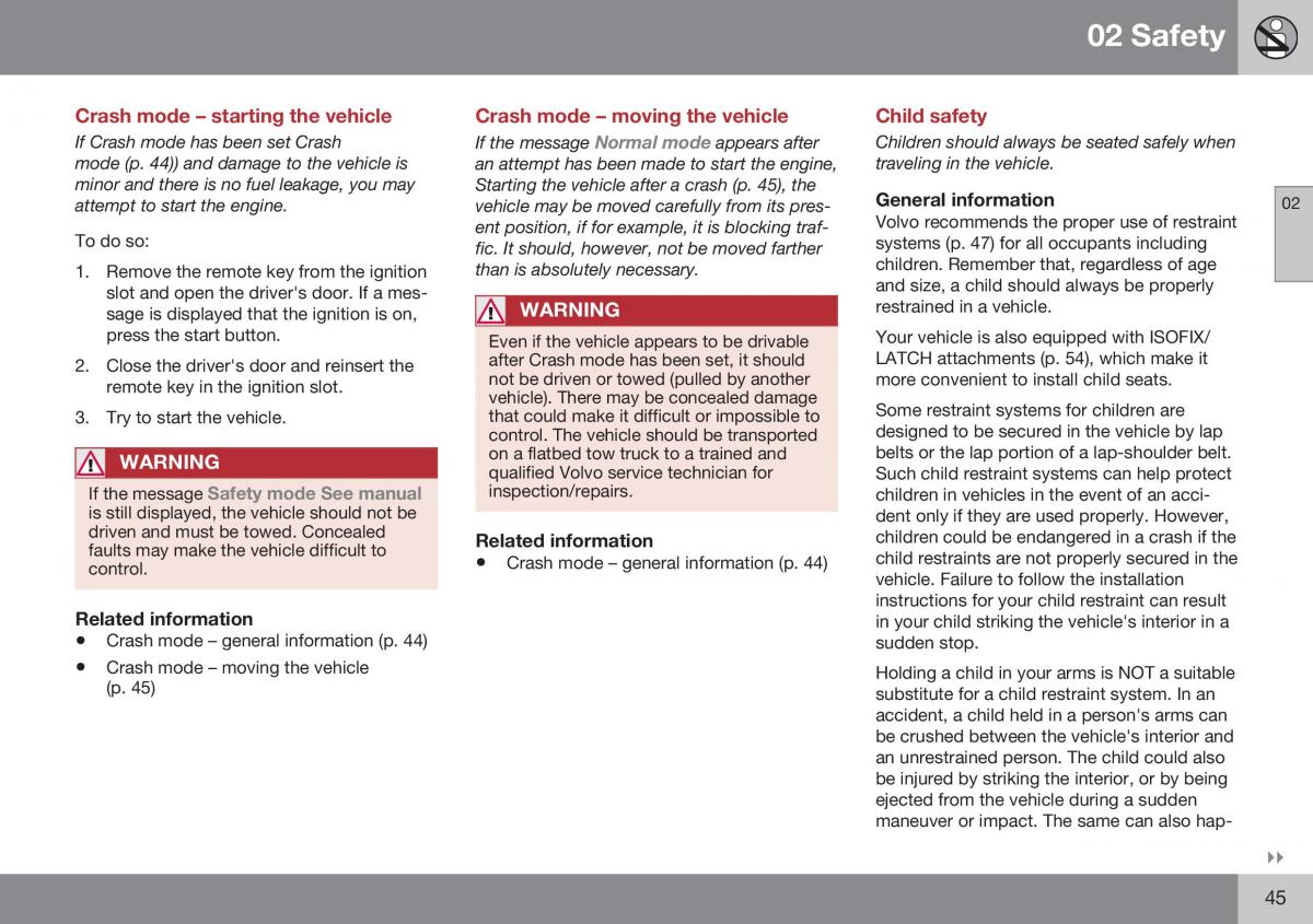 Volvo XC70 Cross Country II 2 owners manual / page 47