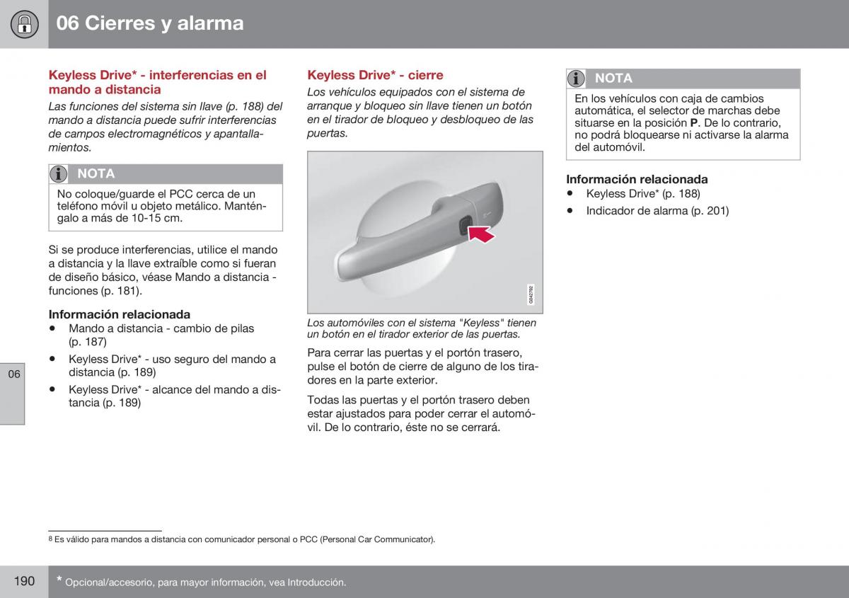 Volvo XC70 Cross Country II 2 manual del propietario / page 192