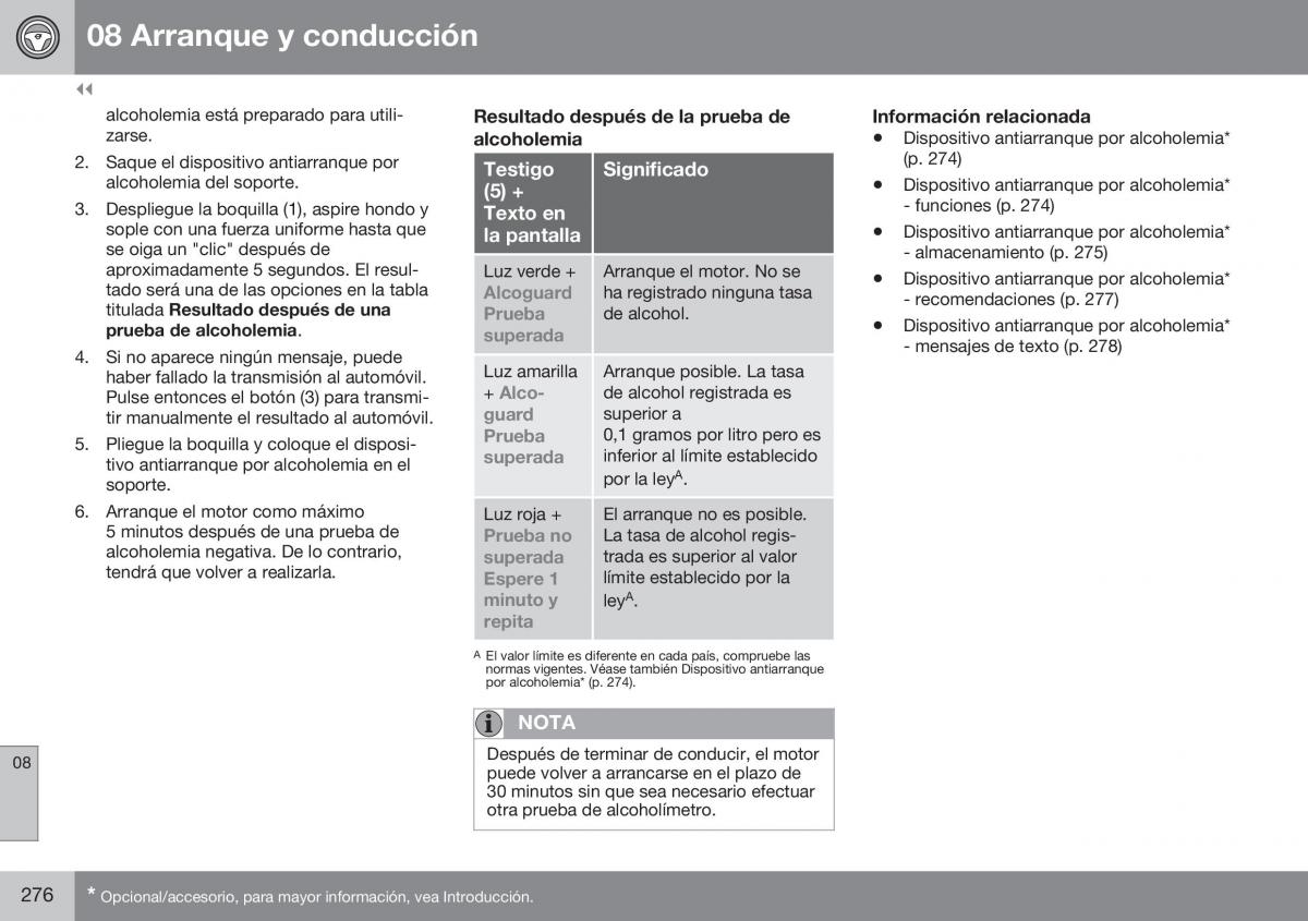 Volvo XC70 Cross Country II 2 manual del propietario / page 278