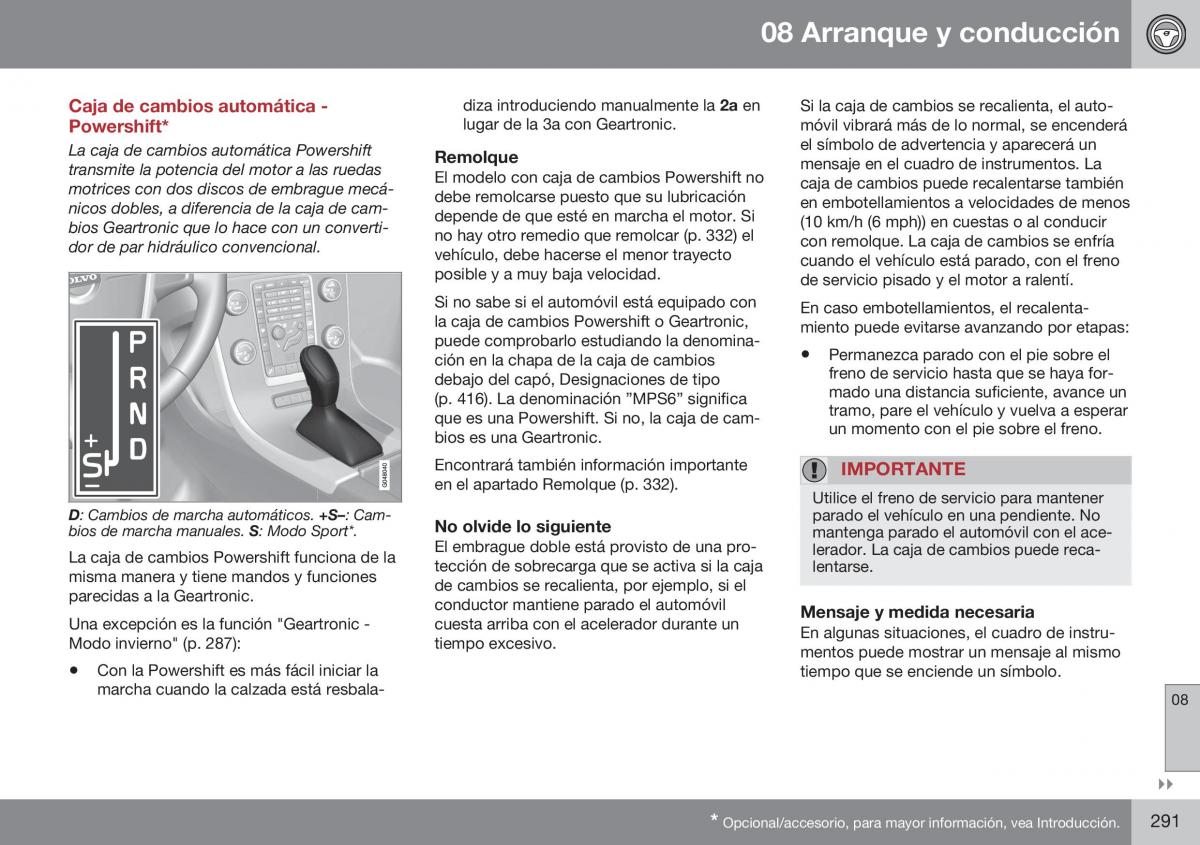 Volvo XC70 Cross Country II 2 manual del propietario / page 293