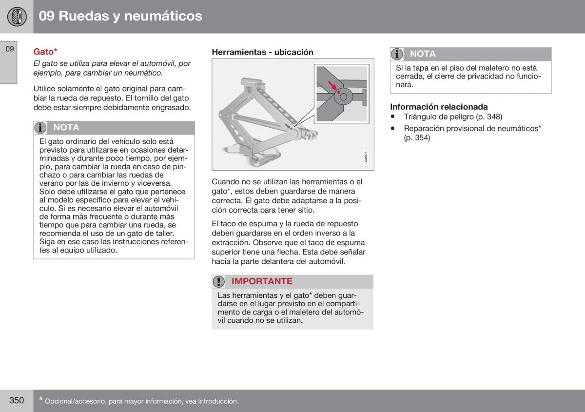 Volvo XC70 Cross Country II 2 manual del propietario / page 352