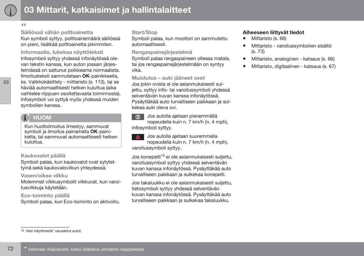 Volvo XC70 Cross Country II 2 omistajan kasikirja / page 74