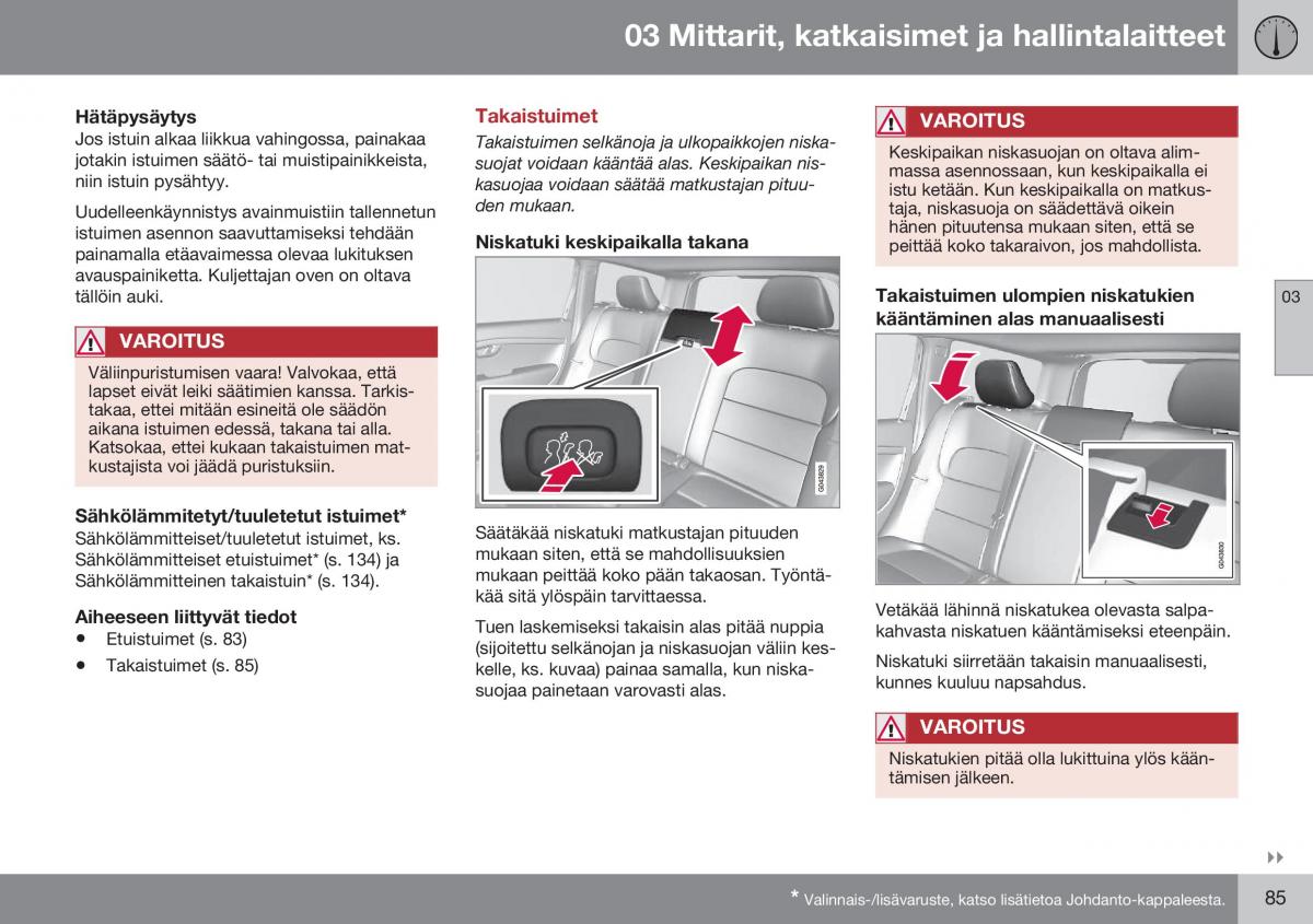 Volvo XC70 Cross Country II 2 omistajan kasikirja / page 87