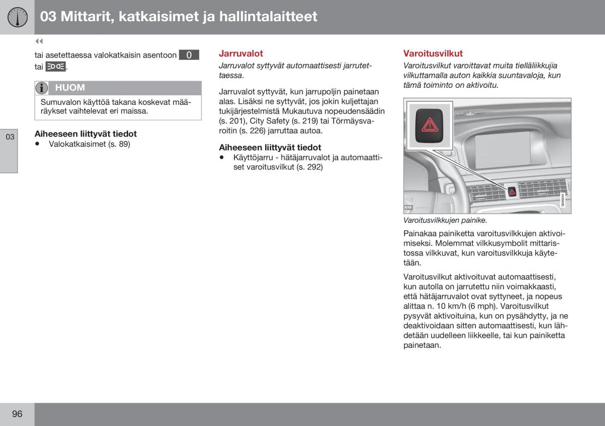 Volvo XC70 Cross Country II 2 omistajan kasikirja / page 98