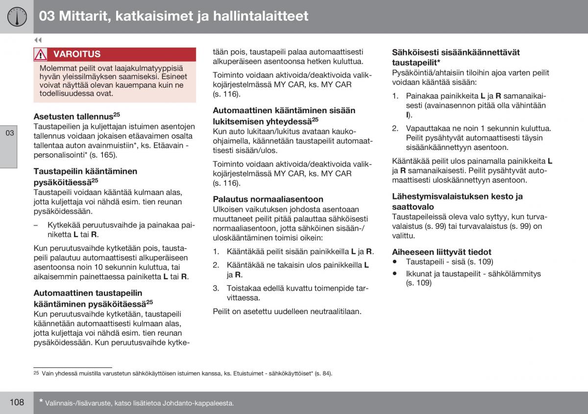 Volvo XC70 Cross Country II 2 omistajan kasikirja / page 110