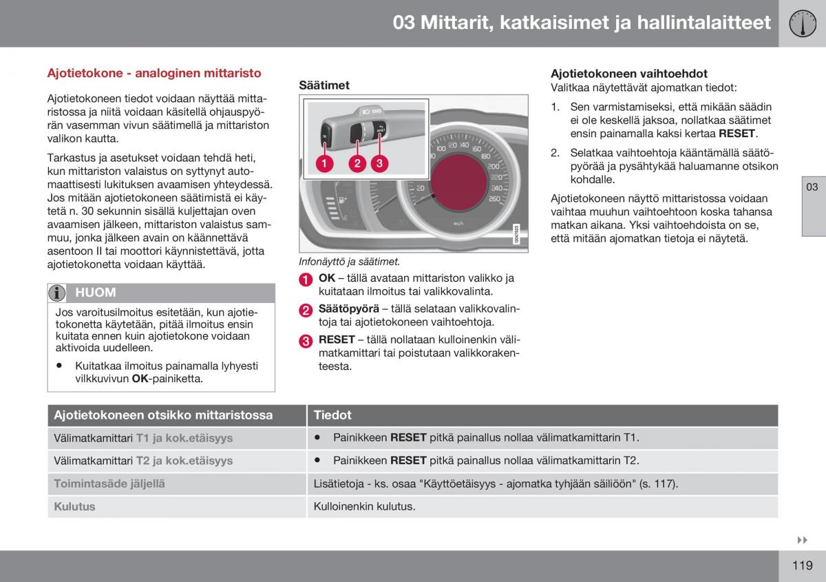 Volvo XC70 Cross Country II 2 omistajan kasikirja / page 121