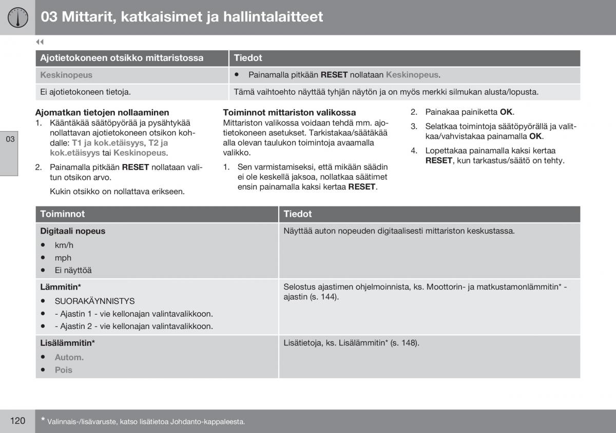 Volvo XC70 Cross Country II 2 omistajan kasikirja / page 122