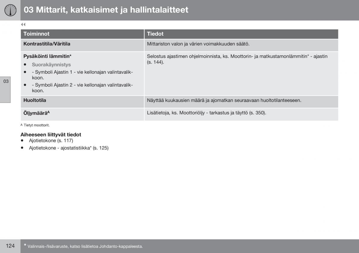 Volvo XC70 Cross Country II 2 omistajan kasikirja / page 126