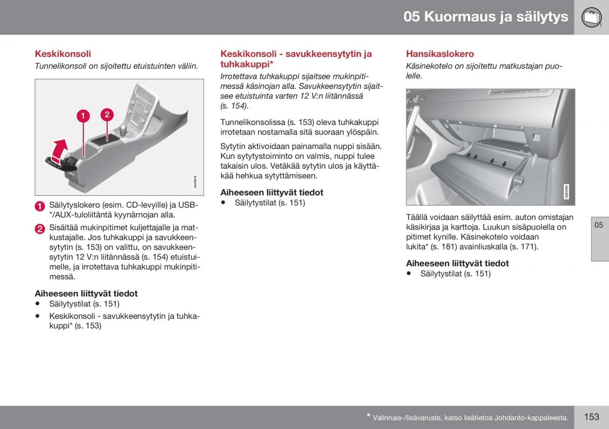 Volvo XC70 Cross Country II 2 omistajan kasikirja / page 155