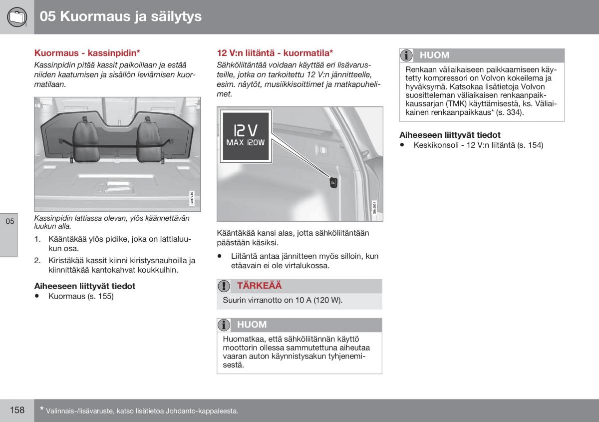 Volvo XC70 Cross Country II 2 omistajan kasikirja / page 160