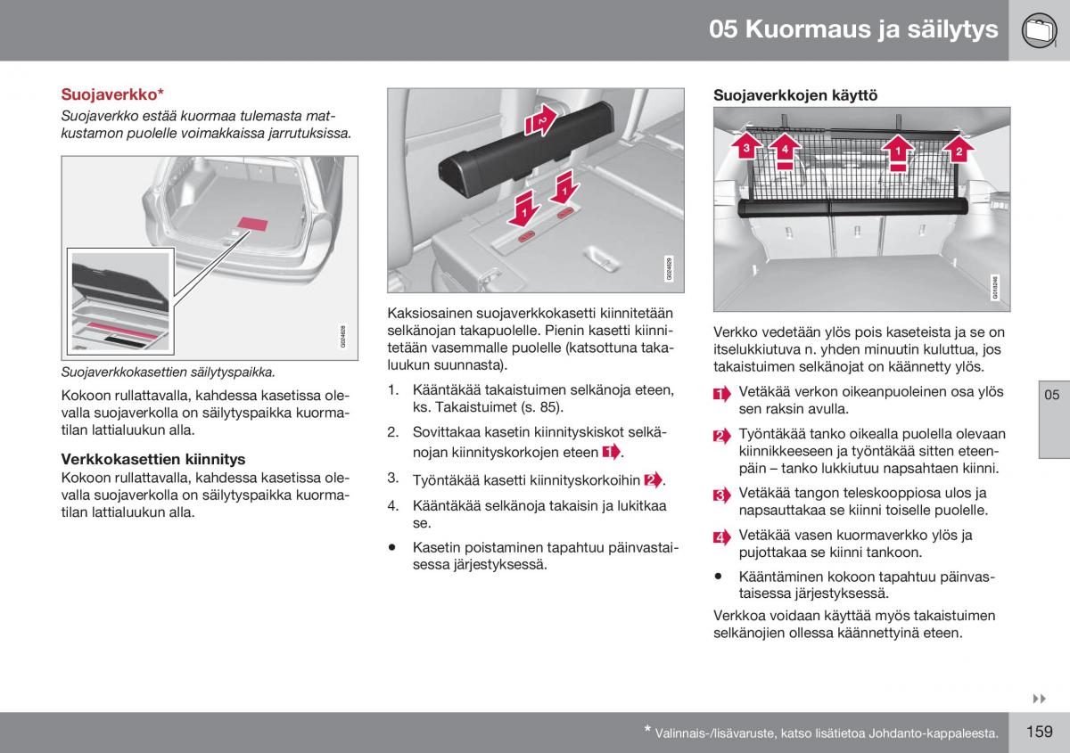 Volvo XC70 Cross Country II 2 omistajan kasikirja / page 161