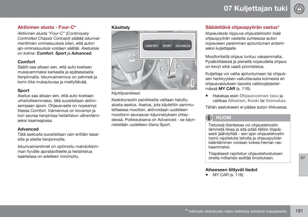 Volvo XC70 Cross Country II 2 omistajan kasikirja / page 193