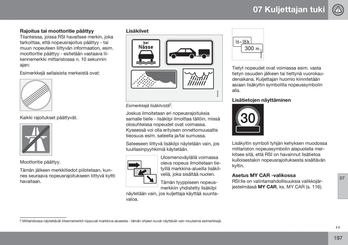 Volvo XC70 Cross Country II 2 omistajan kasikirja / page 199