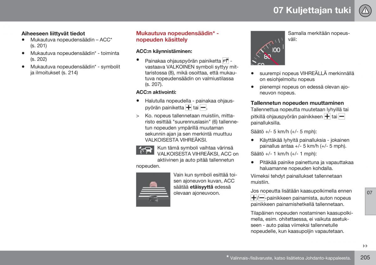 Volvo XC70 Cross Country II 2 omistajan kasikirja / page 207