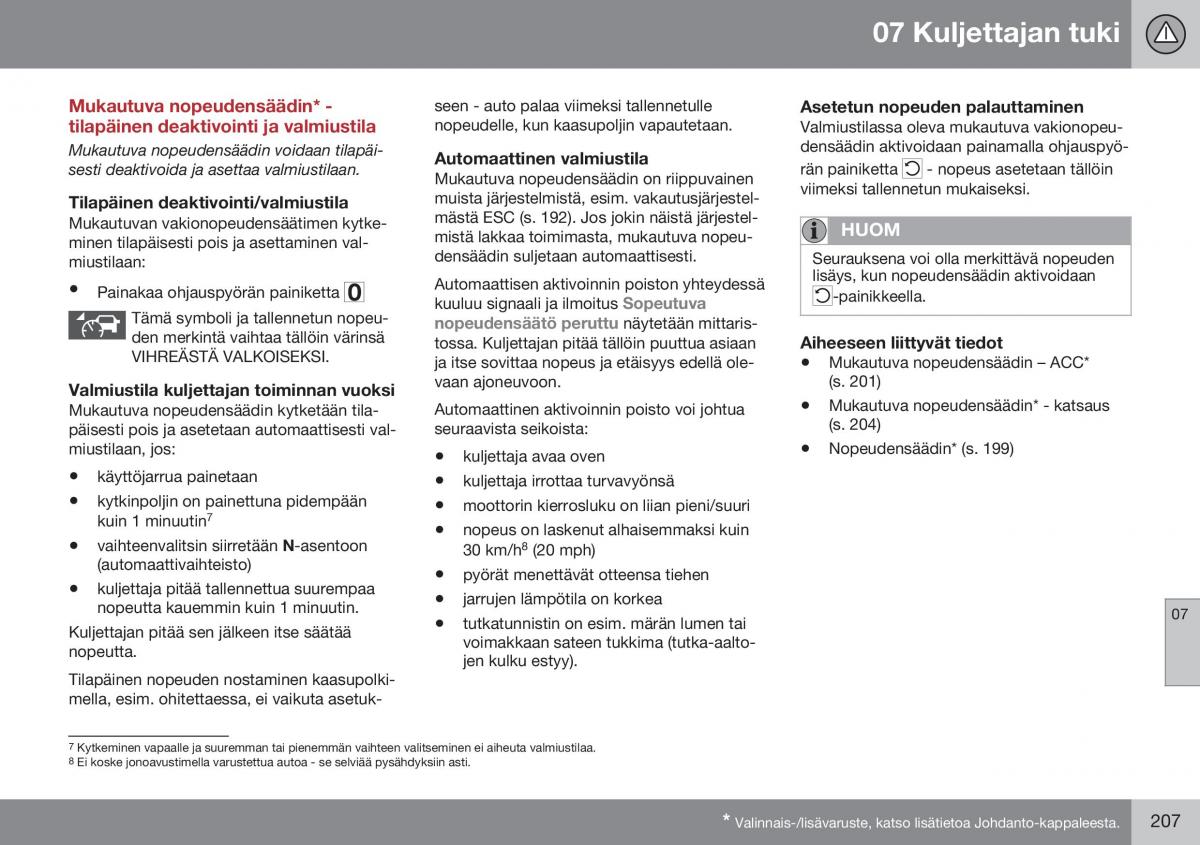 Volvo XC70 Cross Country II 2 omistajan kasikirja / page 209