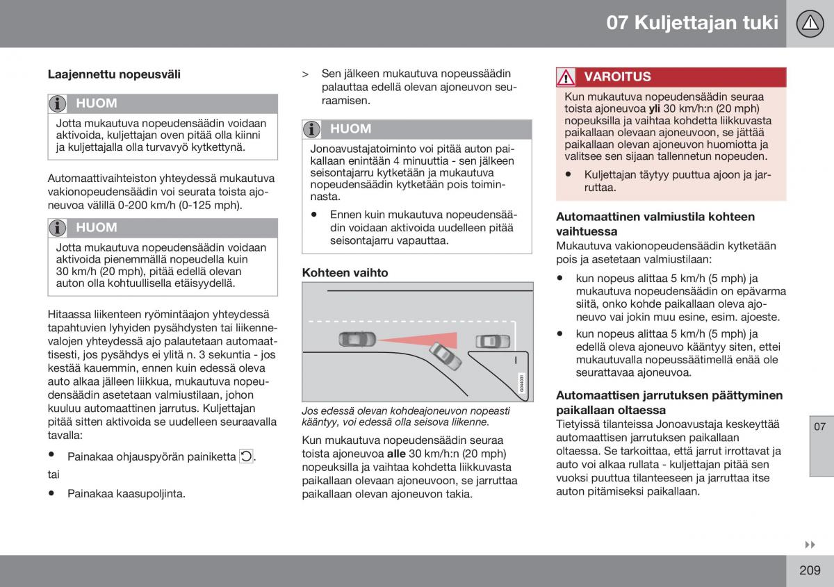 Volvo XC70 Cross Country II 2 omistajan kasikirja / page 211