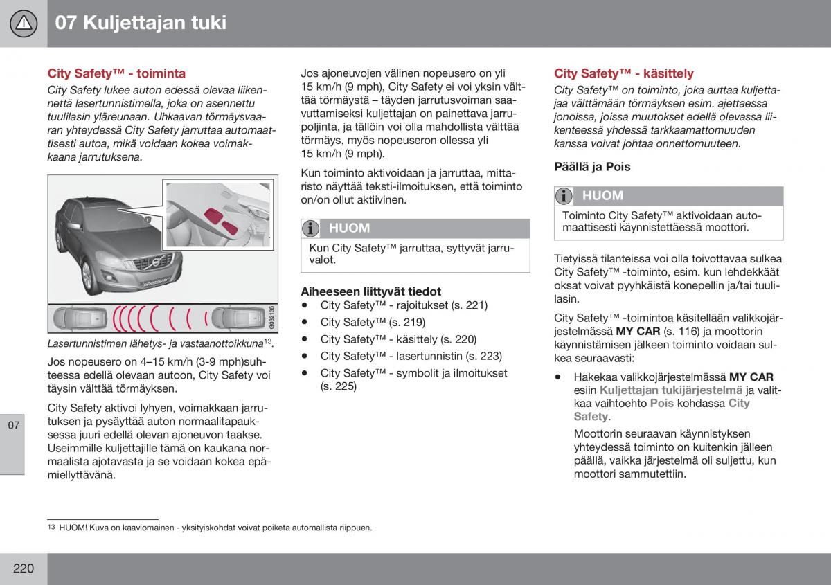 Volvo XC70 Cross Country II 2 omistajan kasikirja / page 222