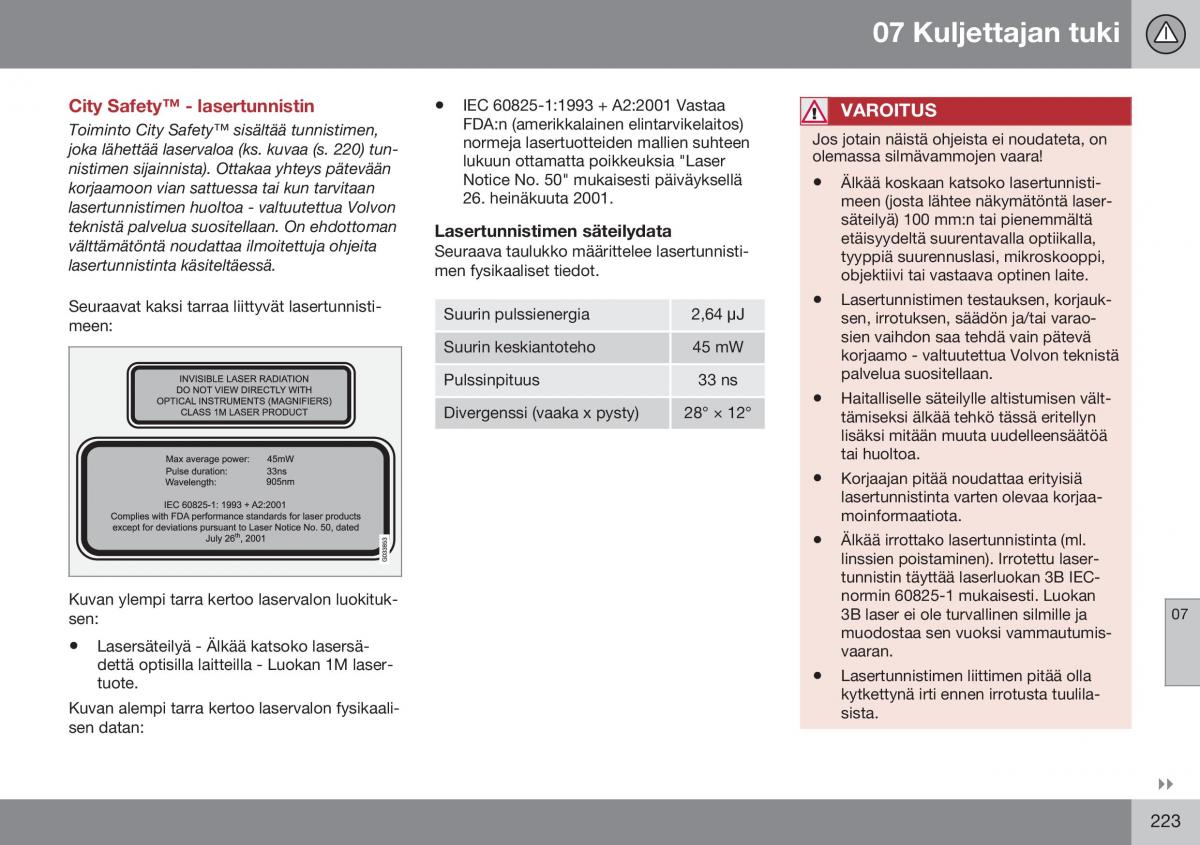 Volvo XC70 Cross Country II 2 omistajan kasikirja / page 225