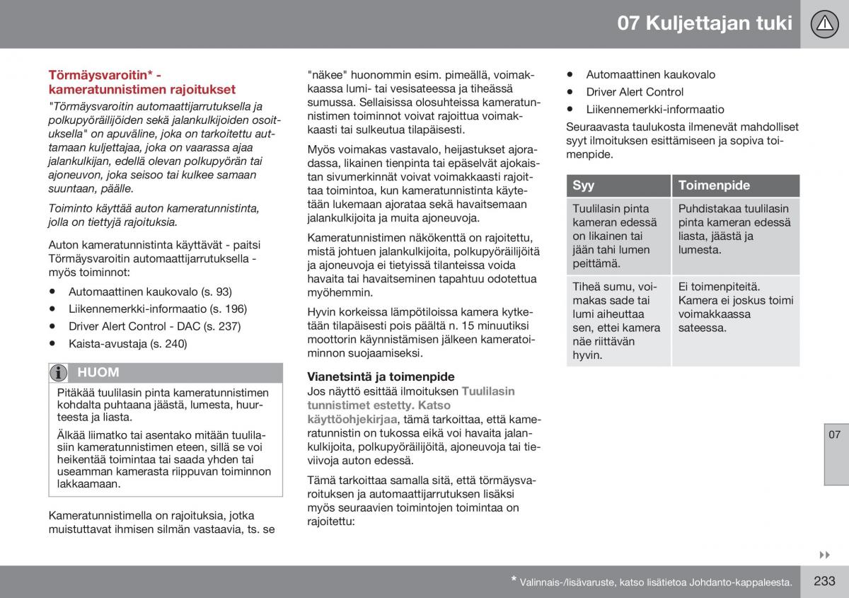 Volvo XC70 Cross Country II 2 omistajan kasikirja / page 235