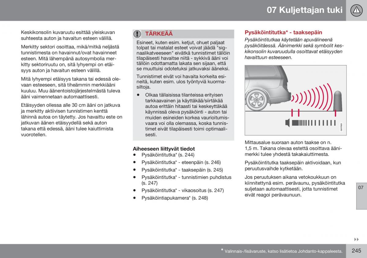 Volvo XC70 Cross Country II 2 omistajan kasikirja / page 247