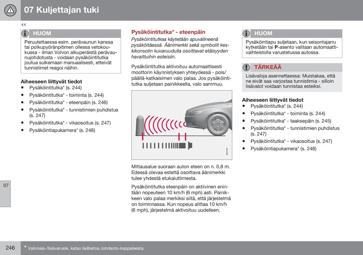 Volvo XC70 Cross Country II 2 omistajan kasikirja / page 248