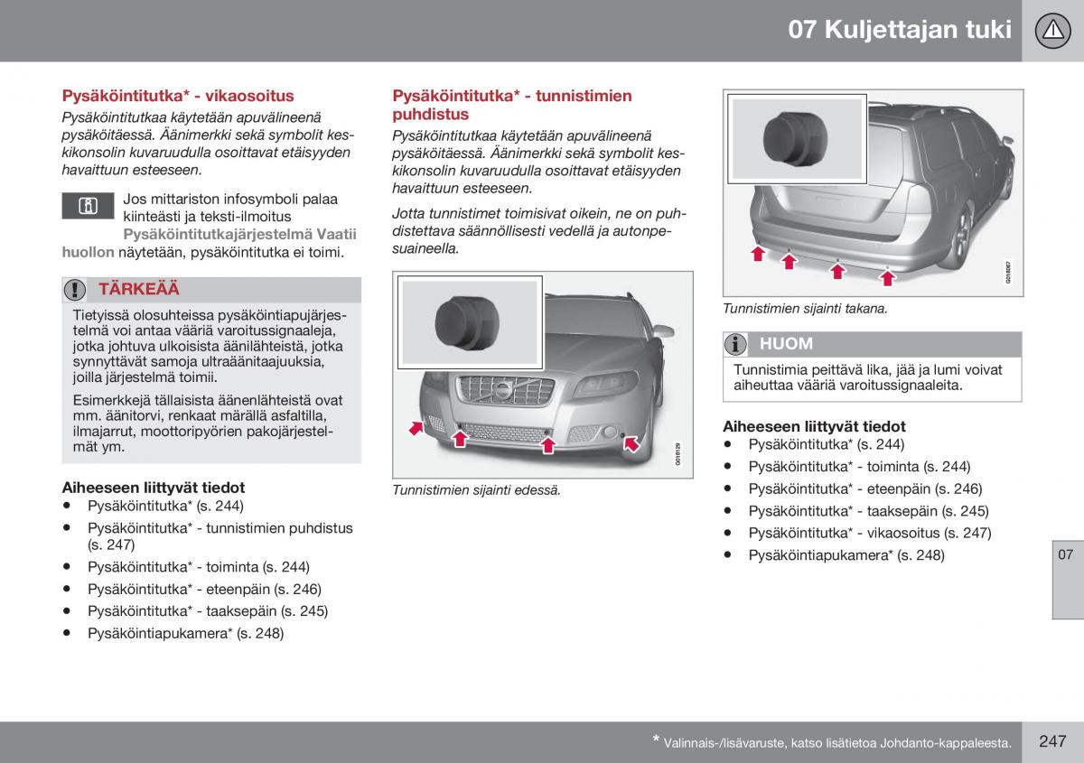 Volvo XC70 Cross Country II 2 omistajan kasikirja / page 249