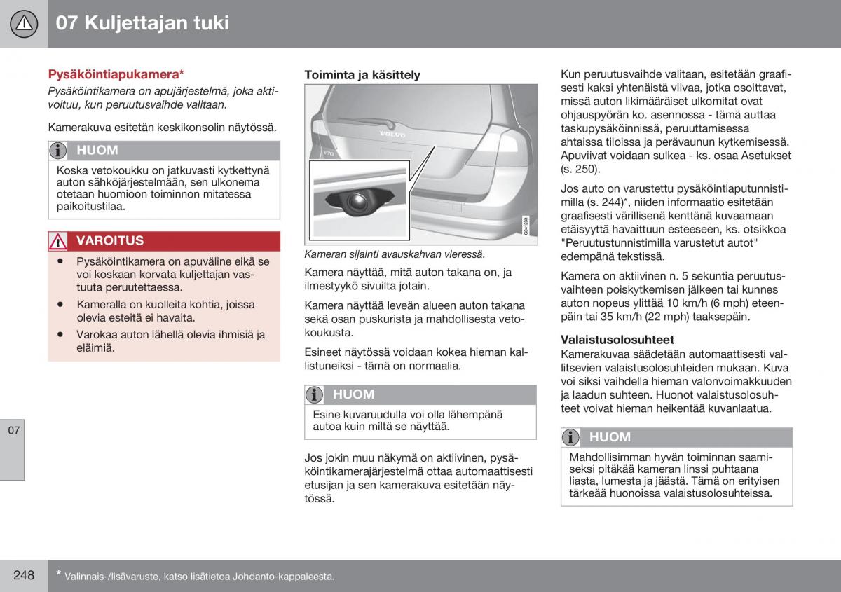 Volvo XC70 Cross Country II 2 omistajan kasikirja / page 250