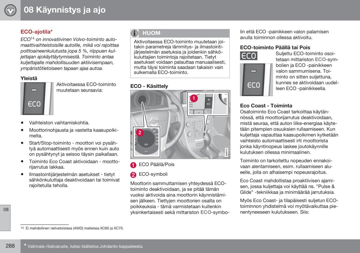 Volvo XC70 Cross Country II 2 omistajan kasikirja / page 290