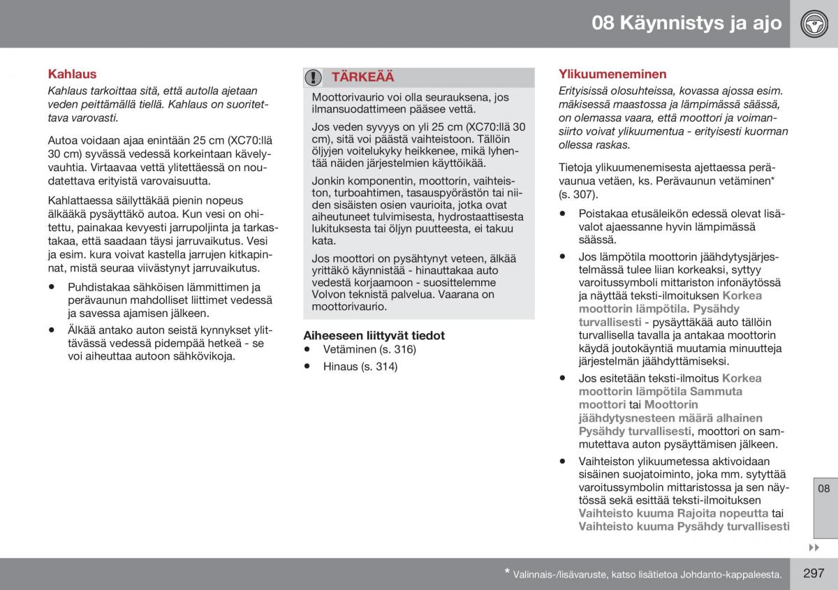 Volvo XC70 Cross Country II 2 omistajan kasikirja / page 299