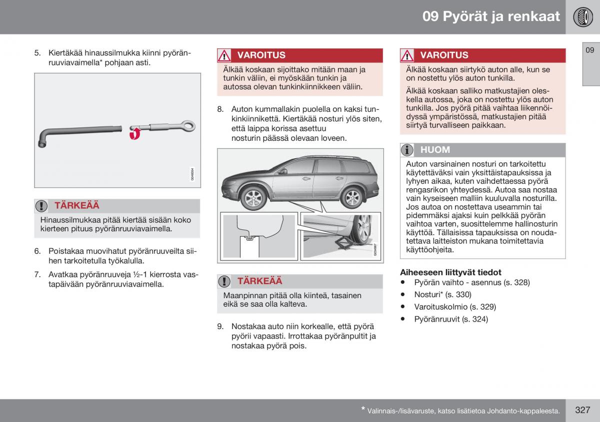 Volvo XC70 Cross Country II 2 omistajan kasikirja / page 329