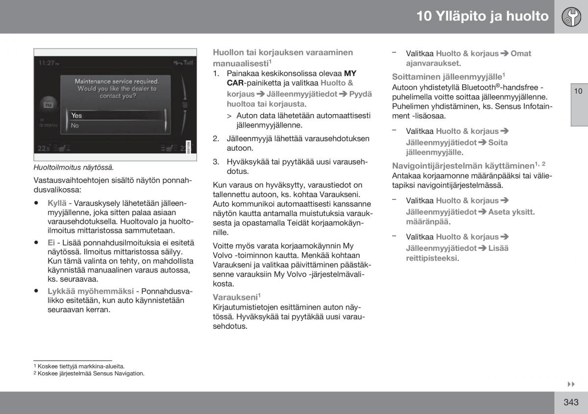 Volvo XC70 Cross Country II 2 omistajan kasikirja / page 345