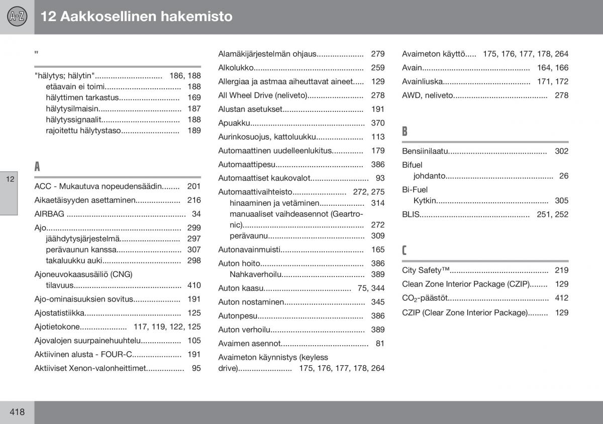 Volvo XC70 Cross Country II 2 omistajan kasikirja / page 420