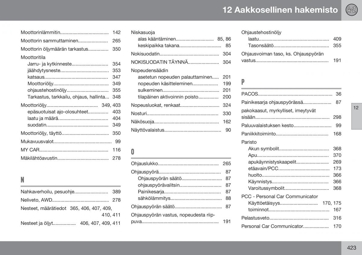 Volvo XC70 Cross Country II 2 omistajan kasikirja / page 425