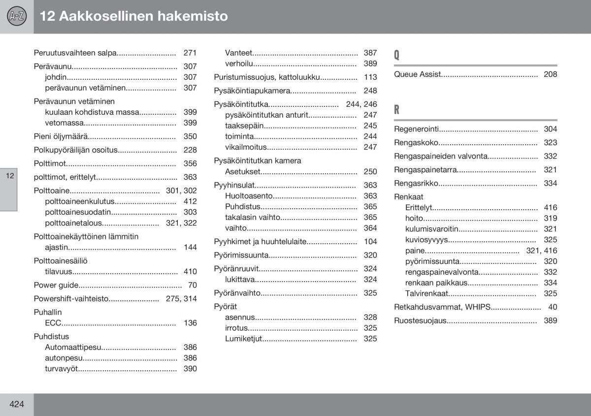 Volvo XC70 Cross Country II 2 omistajan kasikirja / page 426