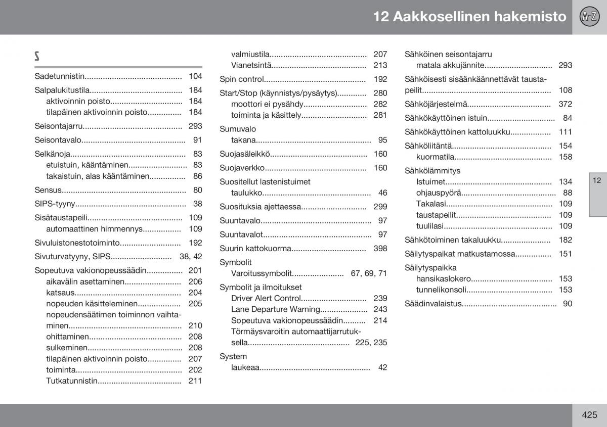 Volvo XC70 Cross Country II 2 omistajan kasikirja / page 427