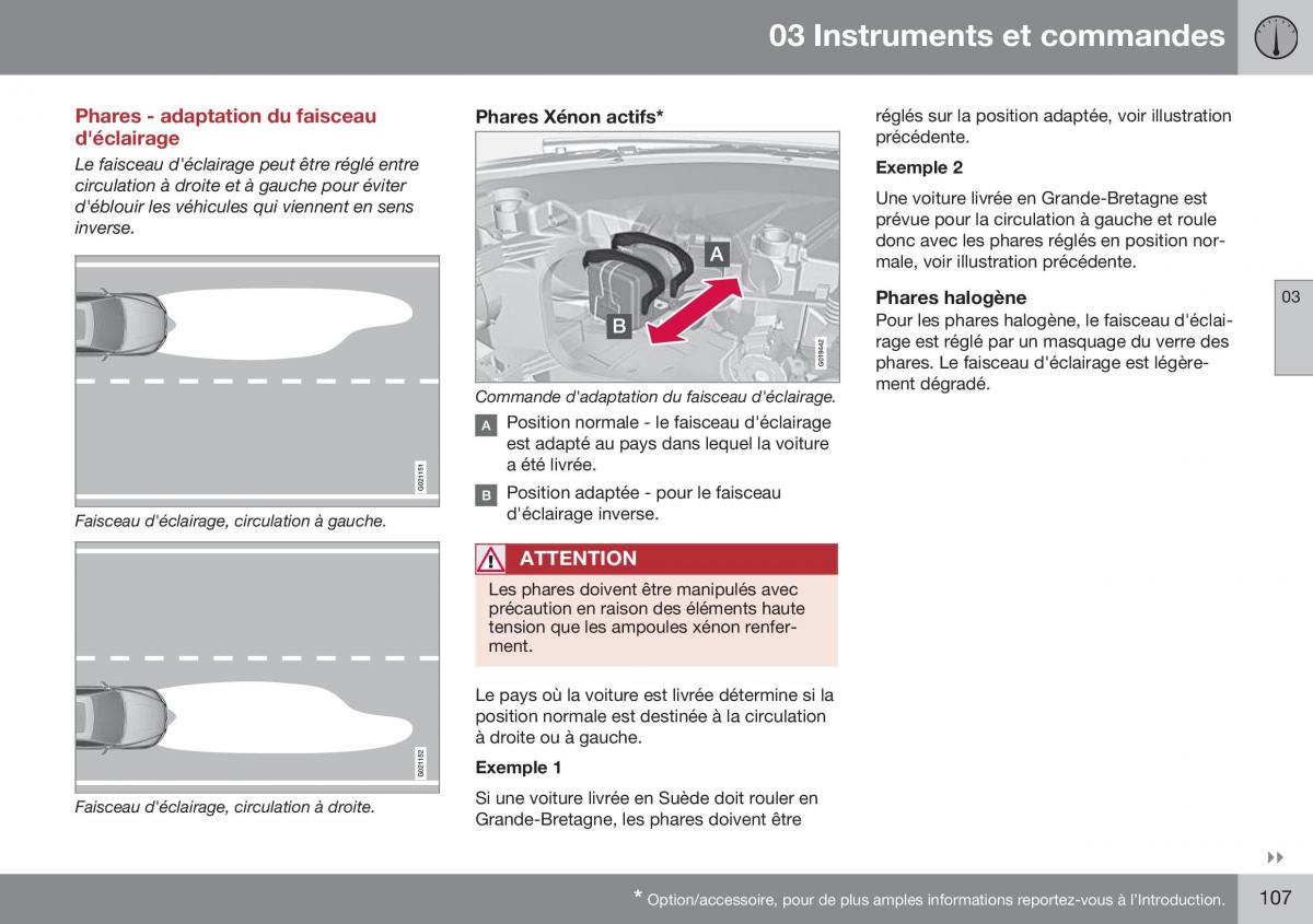 Volvo XC70 Cross Country II 2 manuel du proprietaire / page 109