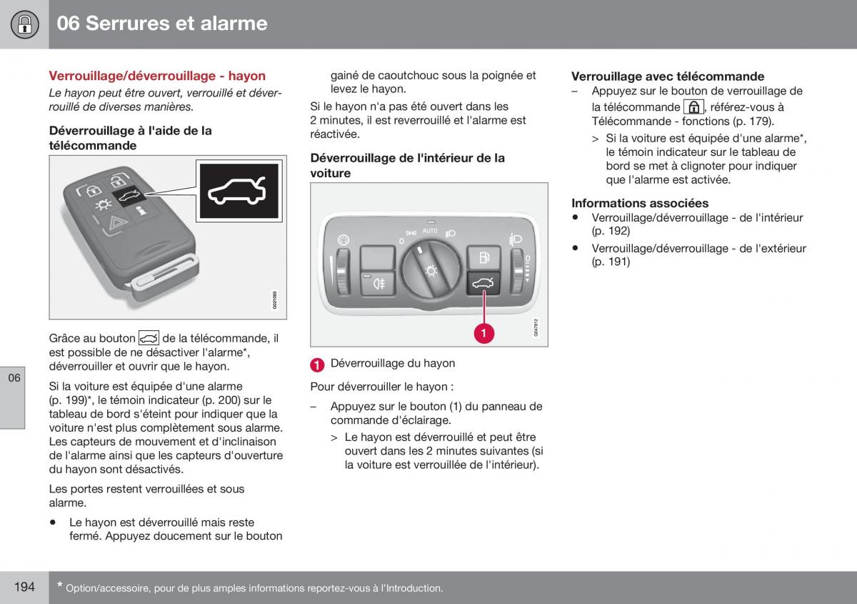 Volvo XC70 Cross Country II 2 manuel du proprietaire / page 196