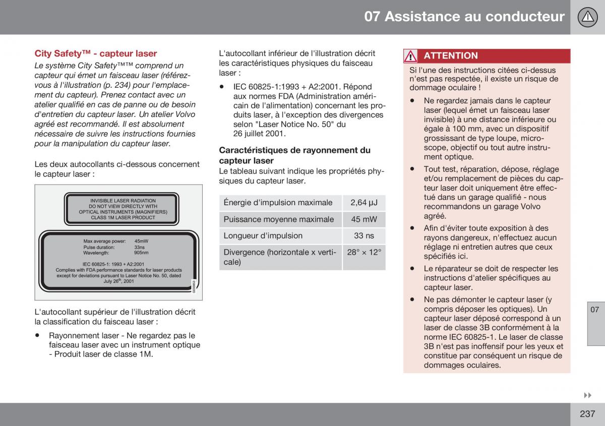 Volvo XC70 Cross Country II 2 manuel du proprietaire / page 239