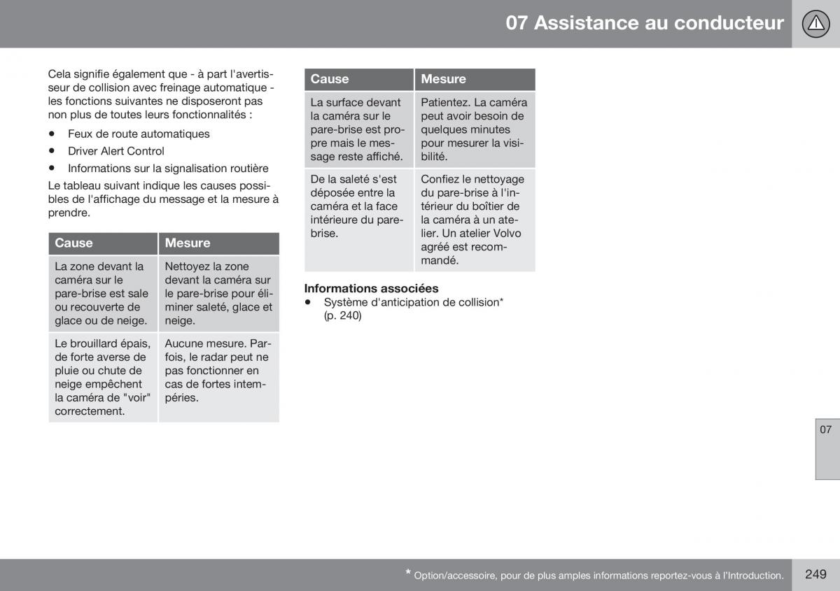 Volvo XC70 Cross Country II 2 manuel du proprietaire / page 251