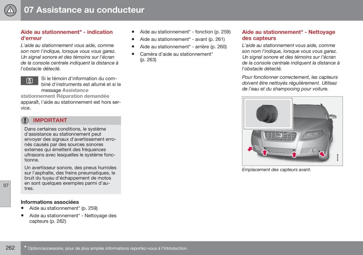 Volvo XC70 Cross Country II 2 manuel du proprietaire / page 264