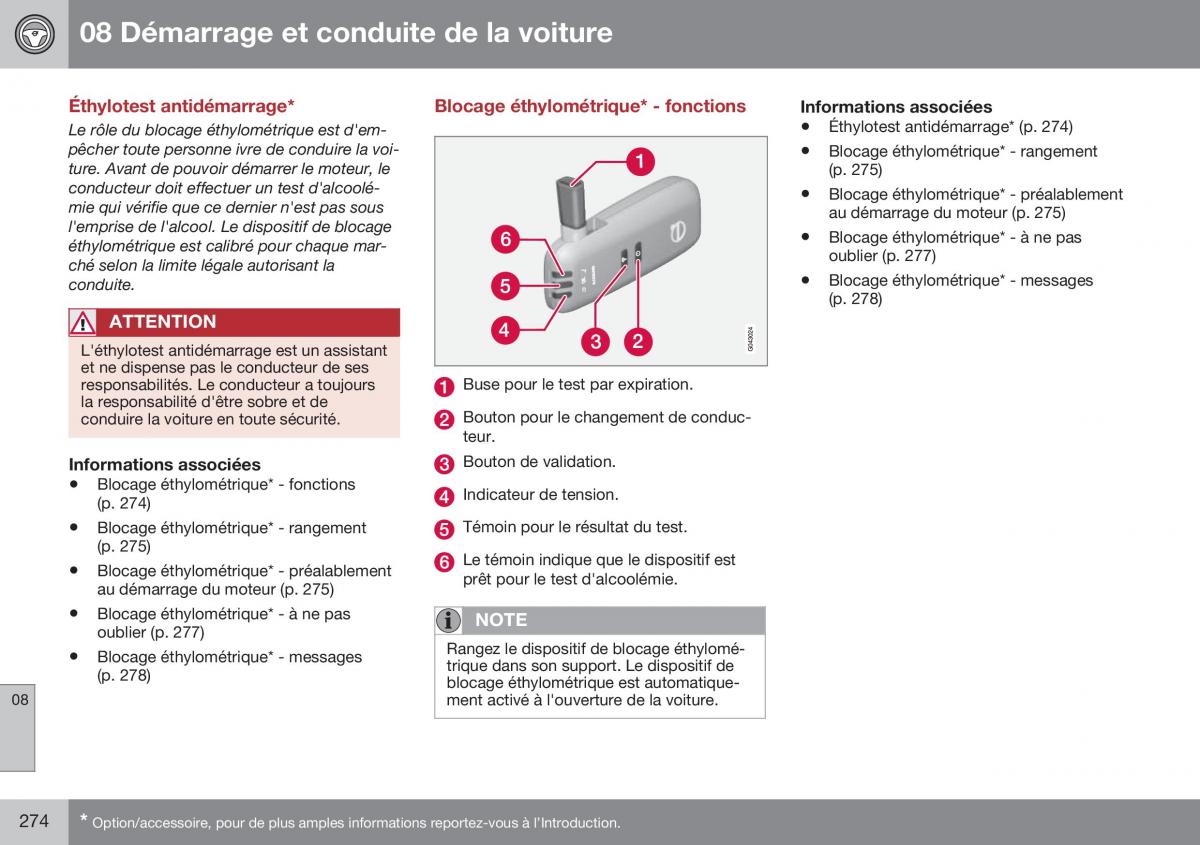 Volvo XC70 Cross Country II 2 manuel du proprietaire / page 276