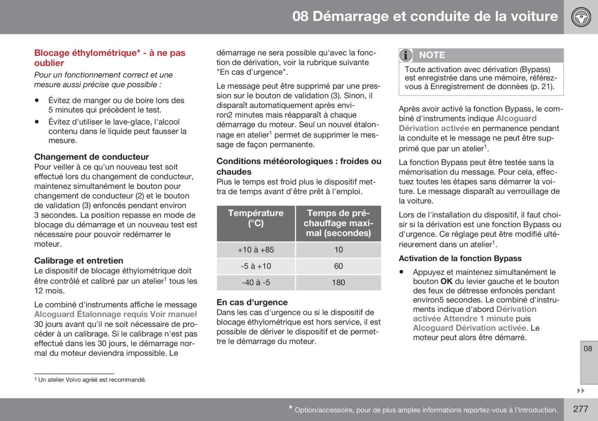 Volvo XC70 Cross Country II 2 manuel du proprietaire / page 279