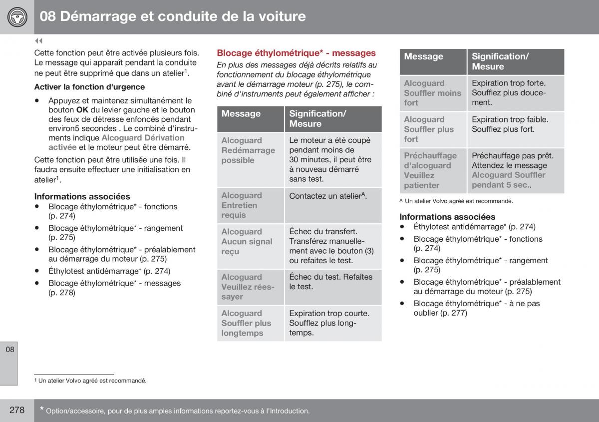 Volvo XC70 Cross Country II 2 manuel du proprietaire / page 280